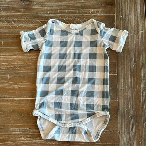 Kate Quinn Plaid Blue Short Sleeved Bodysuit